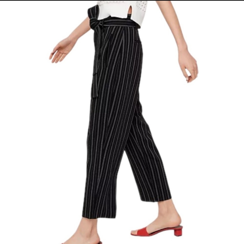 WILFRED Blue White Stripe Tie Front Jallade Work Pants Size 4 Aritzia NO TIE - Picture 1 of 9